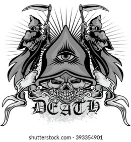 Gothic coat of arms with skull, grunge.vintage design t-shirts