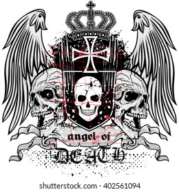 Gothic coat of arms with skull, grunge.vintage design t-shirts
