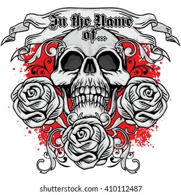 Gothic coat of arms with skull, grunge.vintage design t-shirts