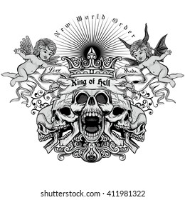 Gothic coat of arms with skull, grunge.vintage design t-shirts
