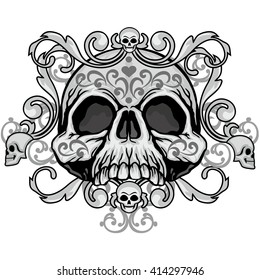 Gothic coat of arms with skull, grunge.vintage design t-shirts