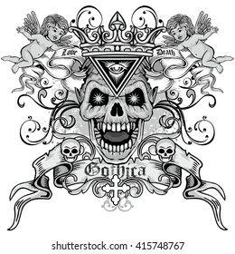 Gothic coat of arms with skull, grunge.vintage design t-shirts
