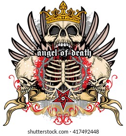 Gothic coat of arms with skull, grunge.vintage design t-shirts