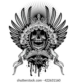 Gothic coat of arms with skull, grunge.vintage design t-shirts