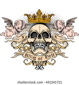 Gothic coat of arms with skull, grunge.vintage design t-shirts