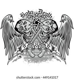 Gothic coat of arms with skull, grunge.vintage design t-shirts
