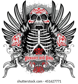 Gothic coat of arms with skull, grunge.vintage design t-shirts