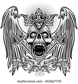 Gothic coat of arms with skull, grunge.vintage design t-shirts