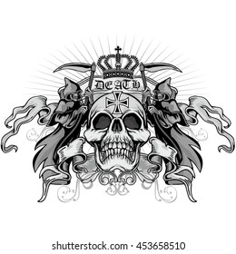 Gothic coat of arms with skull, grunge.vintage design t-shirts