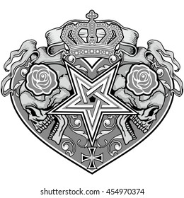 Gothic coat of arms with skull, grunge.vintage design t-shirts