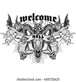 Gothic coat of arms with skull, grunge.vintage design t-shirts