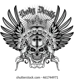 Gothic coat of arms with skull, grunge.vintage design t-shirts