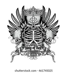 Gothic coat of arms with skull, grunge.vintage design t-shirts