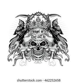 Gothic coat of arms with skull, grunge.vintage design t-shirts