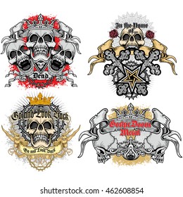 Gothic coat of arms with skull, grunge.vintage design t-shirts