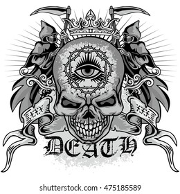 Gothic coat of arms with skull, grunge.vintage design t-shirts