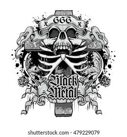 Gothic coat of arms with skull, grunge.vintage design t-shirts