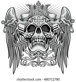 Gothic coat of arms with skull, grunge.vintage design t-shirts