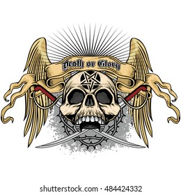 Gothic coat of arms with skull, grunge.vintage design t-shirts
