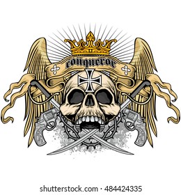 Gothic coat of arms with skull, grunge.vintage design t-shirts
