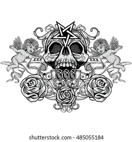Gothic coat of arms with skull, grunge.vintage design t-shirts

