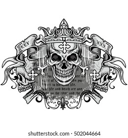 Gothic coat of arms with skull, grunge.vintage design t-shirts