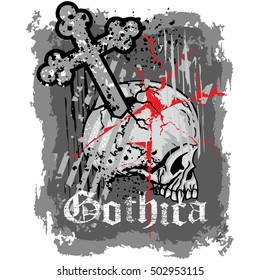 Gothic coat of arms with skull, grunge.vintage design t-shirts