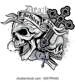 Gothic coat of arms with skull, grunge.vintage design t-shirts
