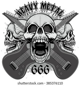 Gothic coat of arms with skull, guitar, grunge.vintage design t-shirts
