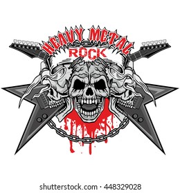 Gothic coat of arms with skull, guitar, grunge.vintage design t-shirts
