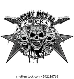 Gothic coat of arms with skull and guitars, grunge.vintage design t-shirts