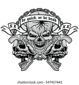 Gothic coat of arms with skull and guns, grunge.vintage design t shirts