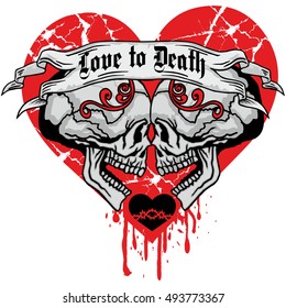 Gothic coat of arms with skull with heart, grunge.vintage design t-shirts
