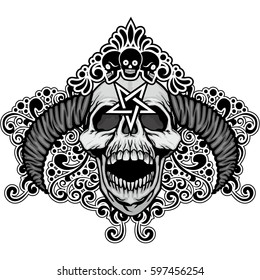 Gothic coat of arms with skull and horns, grunge vintage design t shirts