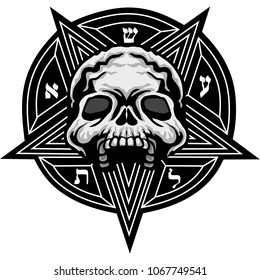 Gothic coat of arms with skull and pentagram, grunge vintage design t shirts