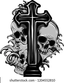 Gothic coat of arms with skull and Rosary, grunge vintage