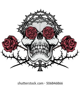 Gothic coat of arms with skull and roses, grunge.vintage design t-shirts
