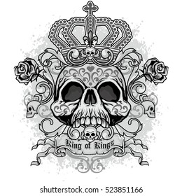 Gothic coat of arms with skull and roses, grunge.vintage design t-shirts