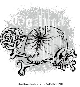 Gothic coat of arms with skull and roses, grunge.vintage design t shirts