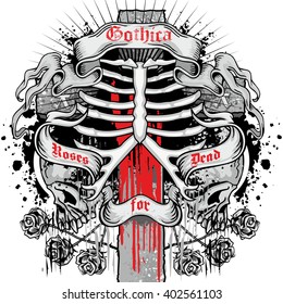Gothic coat of arms with skull and thorax, grunge.vintage design t-shirts