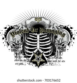 Gothic coat of arms with skull and thorax, grunge vintage design t shirts