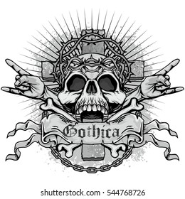 Gothic coat of arms with skull and thorns, grunge.vintage design t shirts
