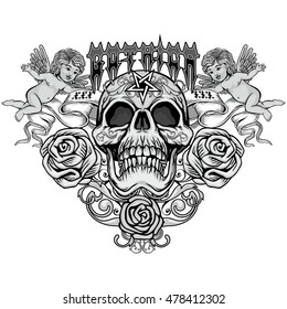 Gothic coat of arms with skull. vintage design t-shirts
