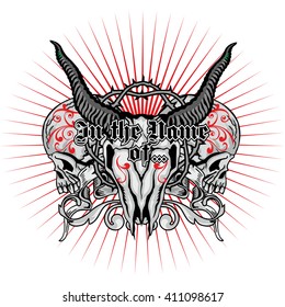 Gothic coat of arms with skull and and wing grunge.vintage design t-shirts