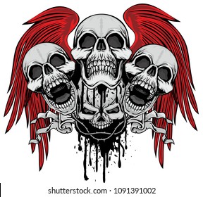 Gothic coat of arms with skull and wings, grunge vintage design t shirts