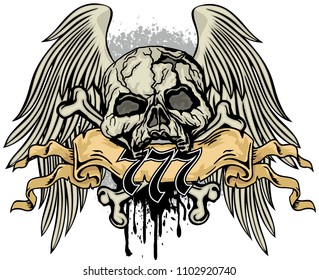 Gothic coat of arms with skull and wings, grunge vintage design t shirts