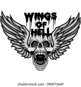Gothic coat of arms with skull ??? wings, grunge.vintage design t-shirts