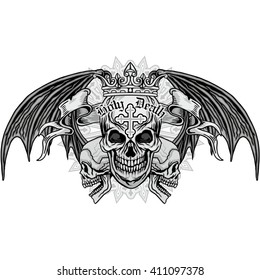 Gothic coat of arms with skull  and wings, grunge.vintage design t-shirts