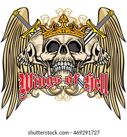 Gothic coat of arms with skull and wings, grunge.vintage design t-shirts