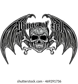 Gothic coat of arms with skull and wings, grunge.vintage design t-shirts
